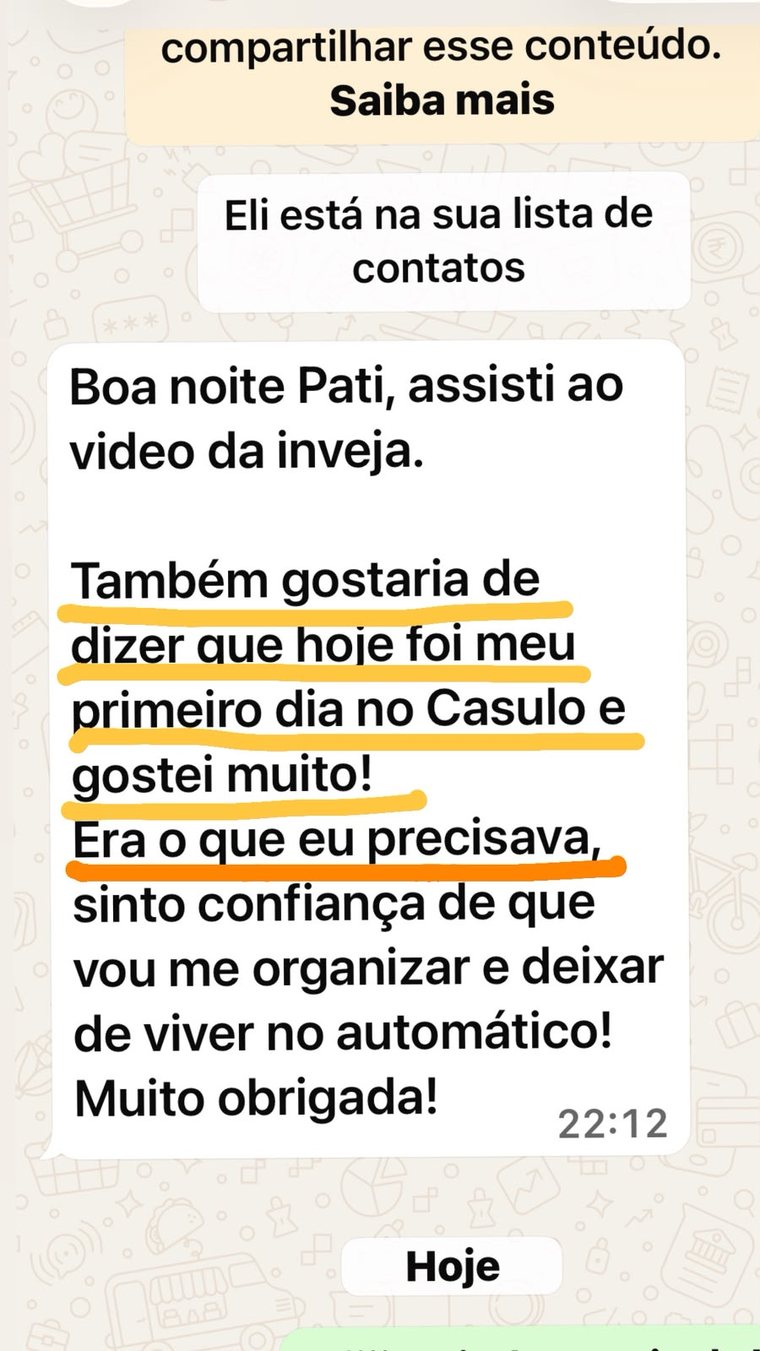 Depoimento de aluna do CASULO
